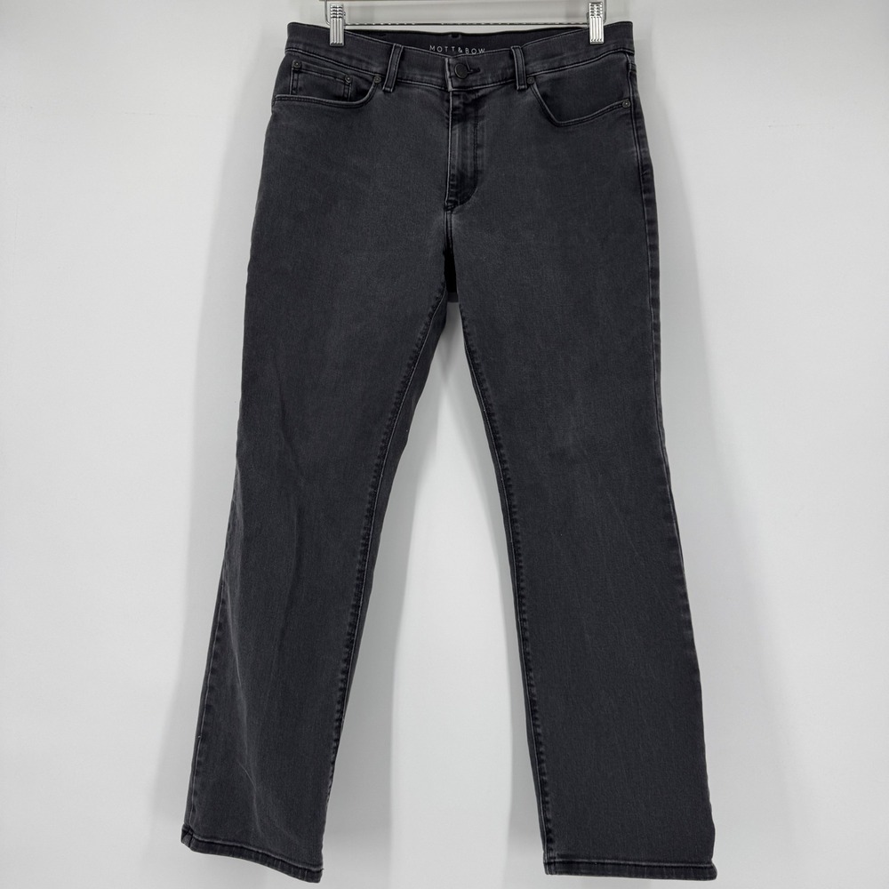 Mott & Bow Mens Straight Leg Jeans 32x30 Charcoal Faded Black Gray Stretch Denim - Picture 2 of 7